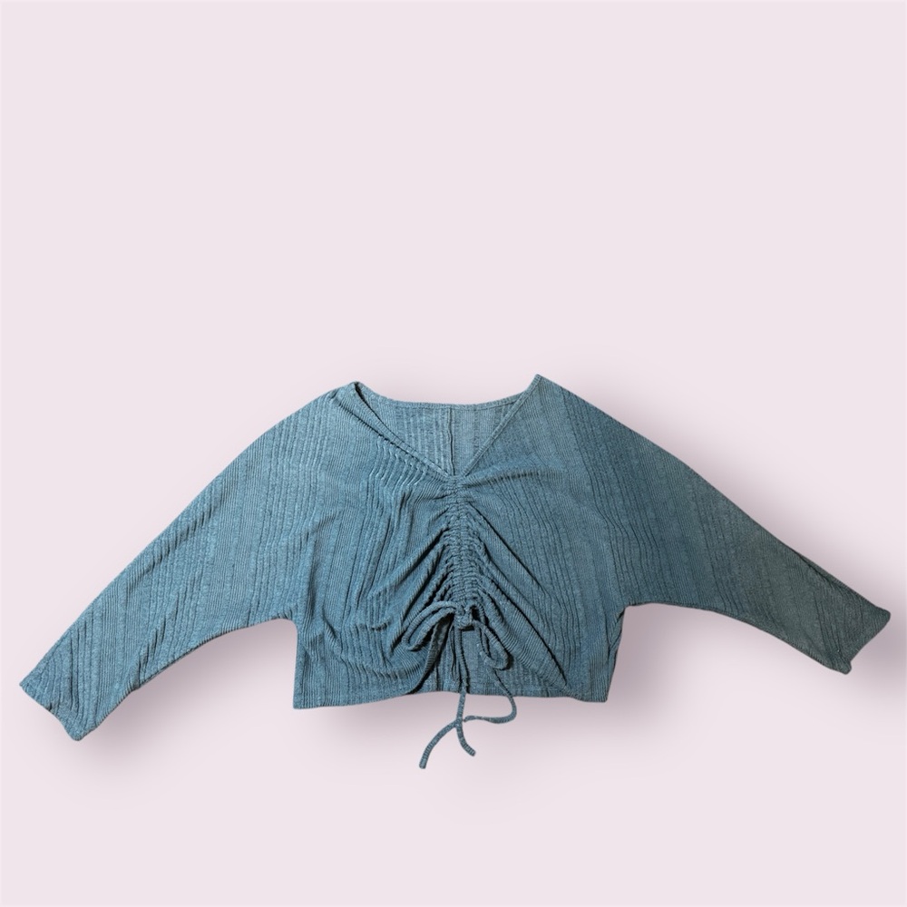 Shein Ribbed Ruched Drawstring Crop Top Women’s Plus 1XL‎ - Picture 3 of 5